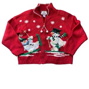 Vintage Tiara International Red Knit Christmas Sweater M